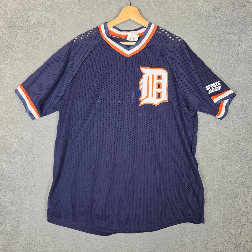 Detroit Tigers Jersey Mens XL Blue Excellent Bally Sports Mesh 84 Baseball